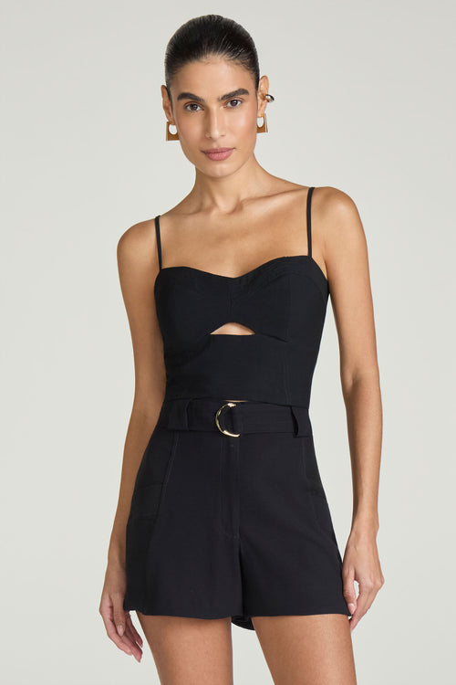 SHORT CINTO PESPONTOS - PRETO