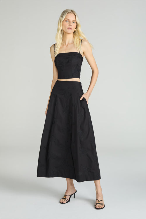 SAIA TRICOLINE BORDADA - PRETO