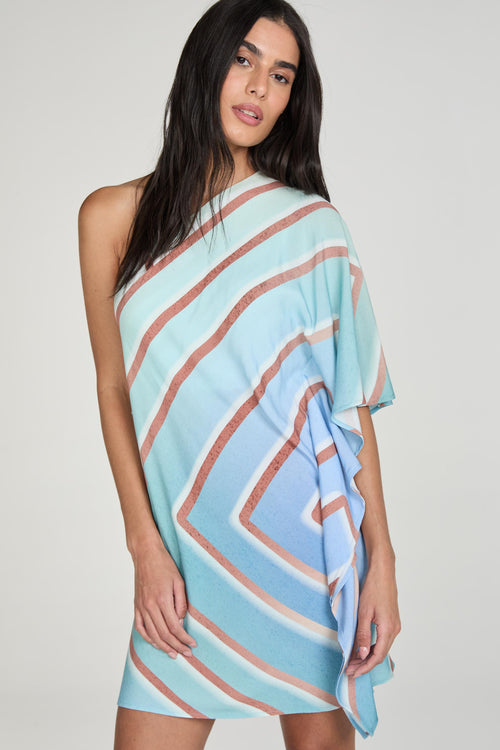 VESTIDO CURTO - EST LISTRADO GEOMETRICO