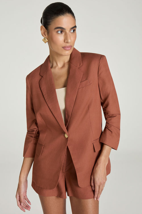 BLAZER 3/4 BOTÃO DOURADO - TOFFEE