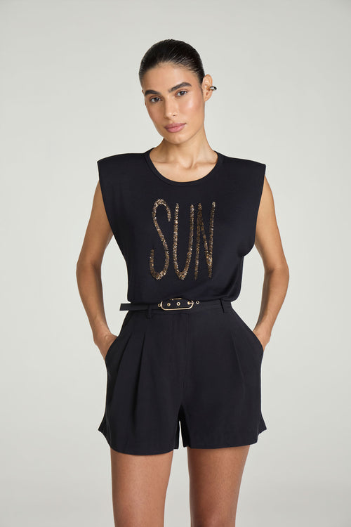 SHORT COM CINTO FORRADO - PRETO