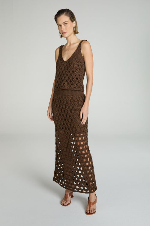 SAIA TRICOT RENDADO POA - TOFFEE
