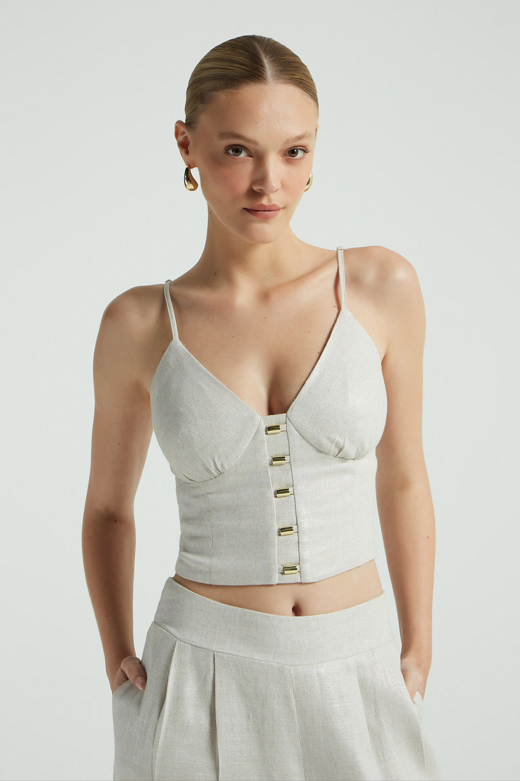 CROPPED LINHO C/ FOIL DET METAL - PRATA