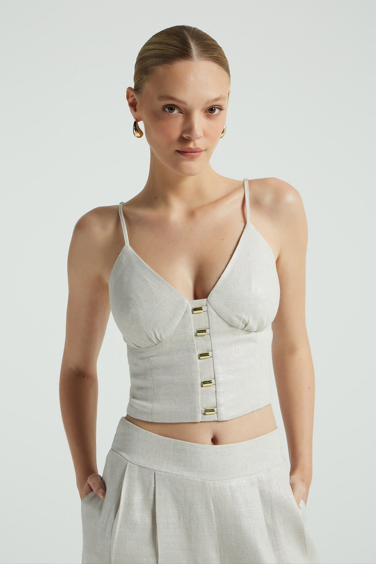 CROPPED LINHO C/ FOIL DET METAL - PRATA