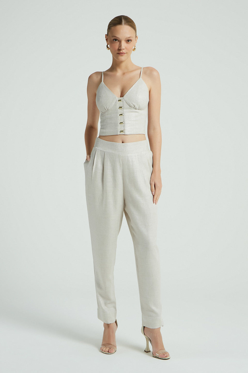 CROPPED LINHO C/ FOIL DET METAL - PRATA