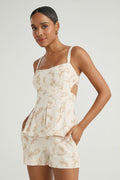 BLUSA PEPLUM LINHO BORDADO - PALHA