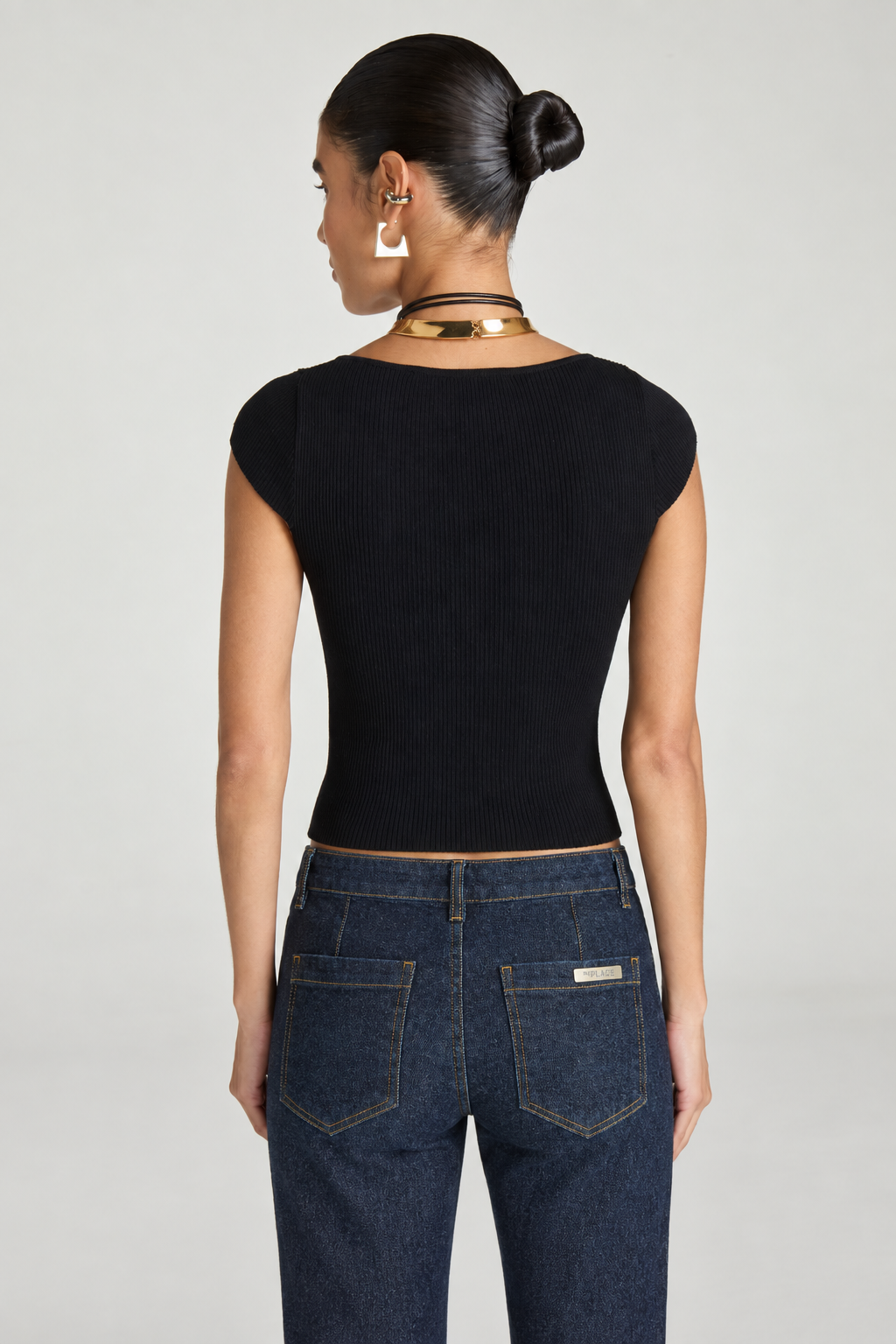 BLUSA TRICOT MANGA CURTA - PRETO
