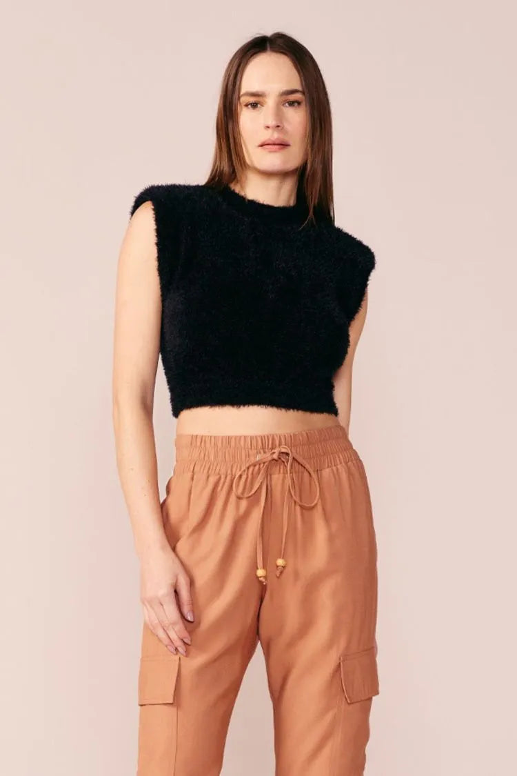 CROPPED COM OMBREIRAS COM PELO - PRETO