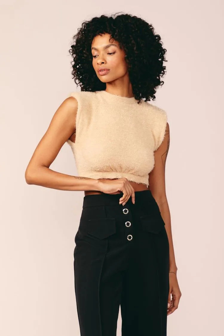 CROPPED COM OMBREIRAS COM PELO - CREME